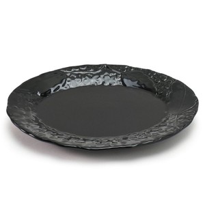 Lien Lian Plate Black Floral Pattern Mino Ware Elegant