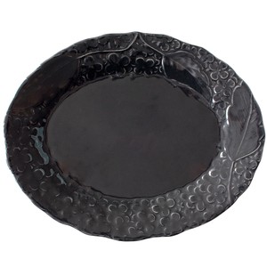 Mino ware Main Plate black 25 x 20cm Made in Japan