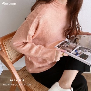 Sweater/Knitwear Plainstitch Nylon Slit Back Knit Tops Acrylic