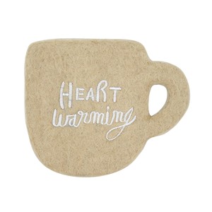 Felt Mug Coaster HEART Warming Beige