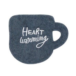 Felt Mug Coaster HEART Warming Gray