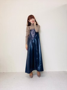 Casual Dress Satin Leather One-piece Dress Vintage