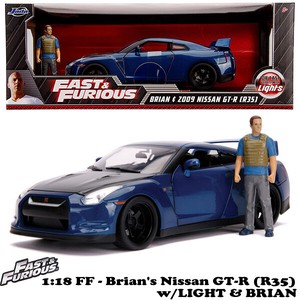 JADATOYS 1:18 ワイルドスピードダイキャストカー Brian's Nissan GT-R (R35) w/LIGHT & BRIAN