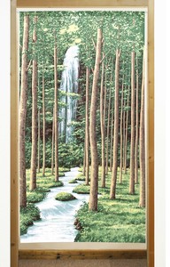 【受注生産のれん】「滝と川辺」85x150cm【日本製】風景 景色 コスモ 目隠し