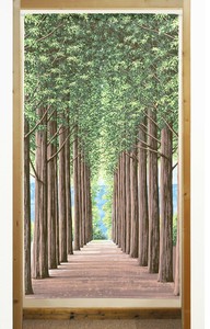 【受注生産のれん】「並木」85x150cm【日本製】風景 景色 コスモ 目隠し