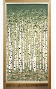 【受注生産のれん】「白樺林」85x150cm【日本製】風景 景色 コスモ 目隠し