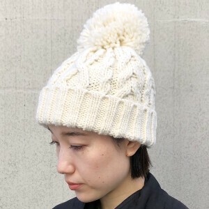 【2025秋冬】ケーブル編み ポンポン ニット帽 帽子 抗菌 消臭 レディース