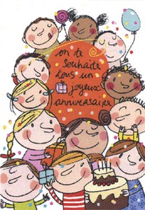 フランス直輸入ラージダイカットカード　封筒付き　お誕生日おめでとう！（みんなから）