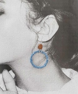 Pierced Earrings Titanium Post Denim Made in Japan