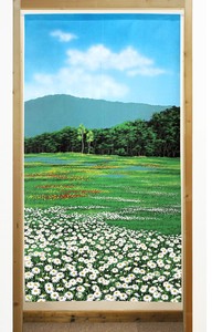 【受注生産のれん】「花畑」85x150cm【日本製】風景 景色 コスモ 目隠し