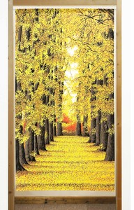 【受注生産のれん】「黄金並木」85x150cm【日本製】風景 景色 コスモ 目隠し