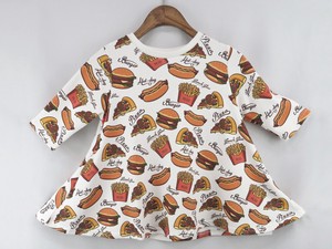 Kids Children's Clothing One-piece Dress Food Print Hamburger