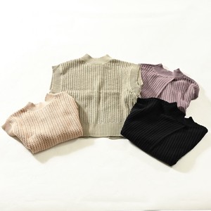 Sweater/Knitwear Slit Vest Back High-Neck