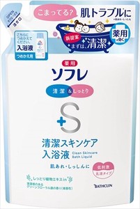 バスクリン　薬用ソフレ　清潔スキンケア入浴液　つめかえ用600ml 【 入浴剤 】