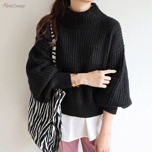 Sweater/Knitwear Nylon Ribbed High-Neck Knit Tops Acrylic