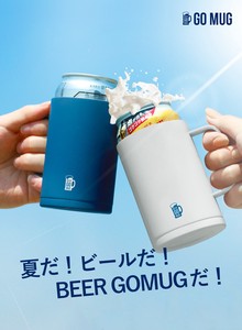 【タンブラー/ビール】BEER GO　MUG　ブルー/ホワイト　缶　ホルダー