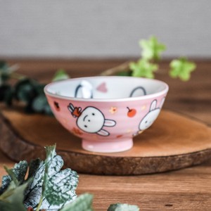Rice Bowl Pink Rabbit Made in Japan