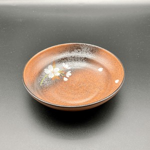 【日本製 有田焼】焼締め桜絵　段付き銘々皿　取皿
