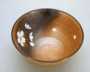【日本製 有田焼】焼締め桜絵　飯椀　茶碗