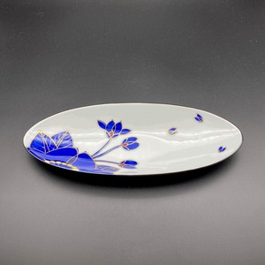 【日本製 有田焼】藍桜　楕円細皿