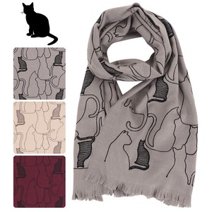 Big AL Stole 2021AW Cat Embroidery Cashmere Scarf