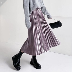 Ladies SALE【スカート】ベルベット　プリーツ　Aライン　シンプル　ロング　スカート　Velvet skirt