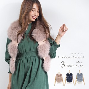 Fox Real Fur Vest 3 Steps Design Half Fur 3 Colors 2 size Ladies A/W