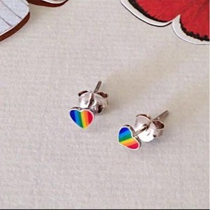 Pierced Earrings Silver Post sliver Colorful Rainbow