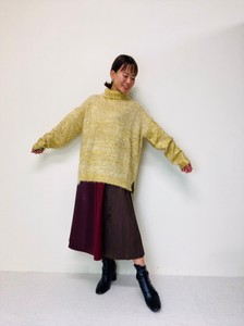 Sweater/Knitwear Pullover Knitted Shaggy Lame Turtle Neck