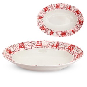 Hasami ware Main Plate Red Cats Cat L Made in Japan
