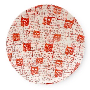 波佐见烧 大餐盘/中餐盘 猫 红色 日本制造