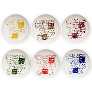 Hasami ware Small Plate Set Cat 6-colors 2cm Made in Japan