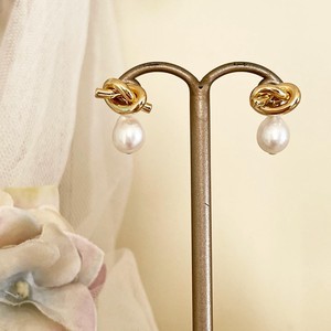 Freshwater Pearl Knot Pierced Earring Pearl Charm Attached