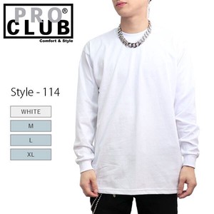 プロクラブ【PRO CLUB】114 Heavyweight Cotton Long Sleeve Crew Neck T-Shirt ロンT 長袖 ホワイト