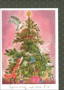 グリーティングカード クリスマスカード「モミの木を整える」 メッセージカード