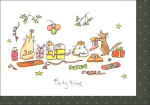 グリーティングカード クリスマスカード「パーティータイム」 メッセージカード 猫