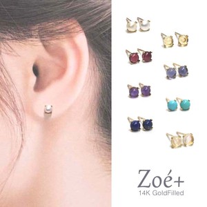 1 4 1 4 4 mm Natural stone Pierced Earring 1 4 Gold