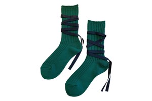 FAKUI Socks GREEN Ribbon Lace-up Socks
