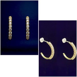 18 Yellow Gold Hoop Pierced Earring Natural Diamond 1