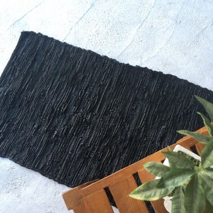 Recycling Leather Floor Rug Black