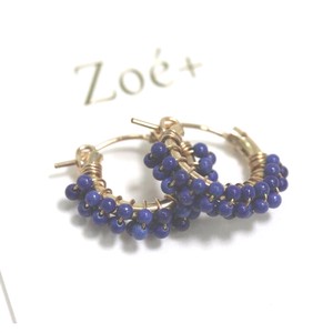 1 4 GOLD LED 1 9 2mm Natural stone Lapis Lazuli Hoop Pierced Earring 1 4 Gold