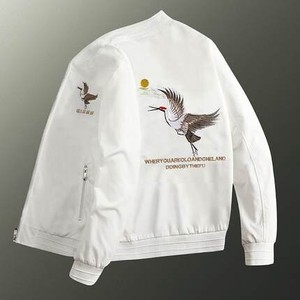 メンズ ジャンパー 刺繍 コート ma-1ジャケット フライトジャケット ブルゾン 鶴