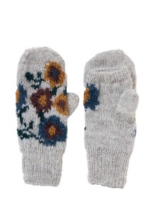 Tray Hand Knitting Floral Pattern Card Mitten
