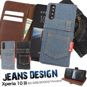 Xperia 10 SO 52 SO 4 Y!mobile Design Notebook Type Case Denim Design Notebook Type Case