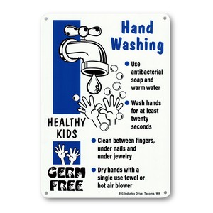 HAND WASH SIGN BLUE Signboard American