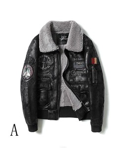 1 4 8 5 Men's Plus Lapel Plus Velvet Leather Jacket 5 7