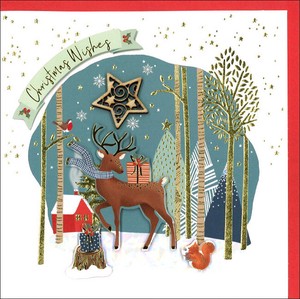 Greeting Card Christmas Reindeer Present Message Card