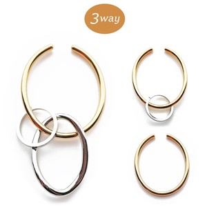 Clip-On Earrings Gold Post Earrings Bicolor Ear Cuff Jewelry 3-way Made in Japan