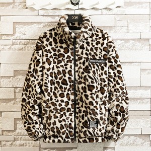 Jacket Baseball Jacket Leopard Print Outerwear Fleece Men's