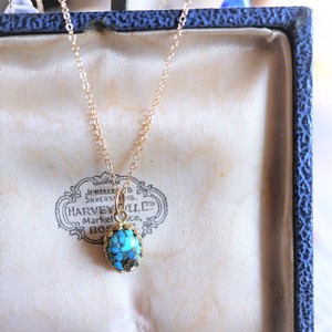 Natural stone Brass Crown Charm Turquoise Necklace